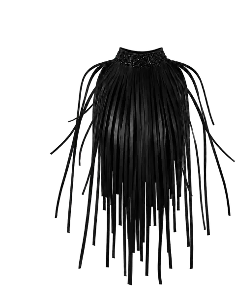 Noir Fringe Cape