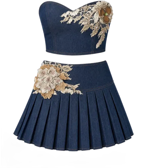 Denim Lace Set